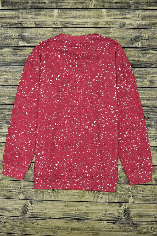 Fiery Red Tie-dyed Crew Neck Pullover Sweatshirt