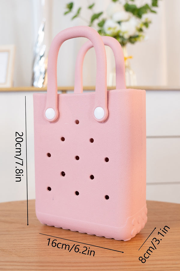 Apricot Pink Waterproof EVA Random Decorations Hollow Tote Bag