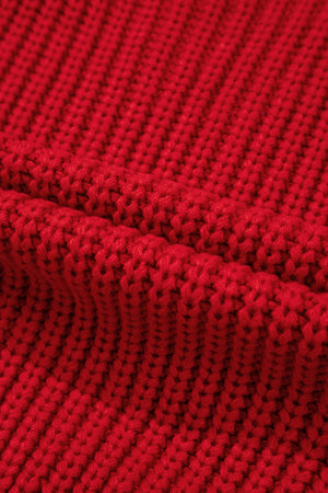 Fiery Red Solid Textured Knit Side Pockets Buttoned Sweater Vest