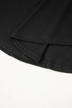 Black Shirred Shoulder Frilled Cuffs Long Sleeve Top