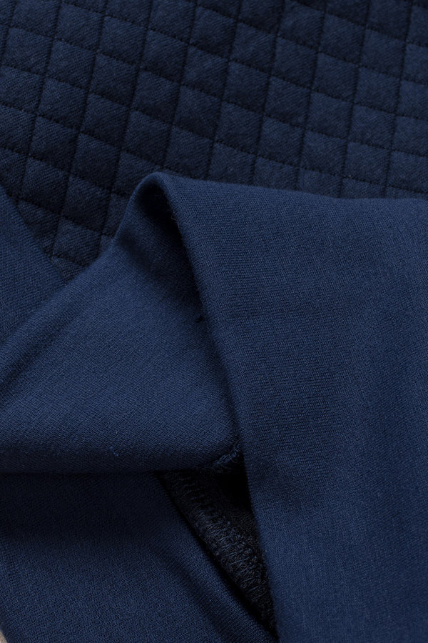 Navy Stand Neck Waffle Zip up Sweatshirt