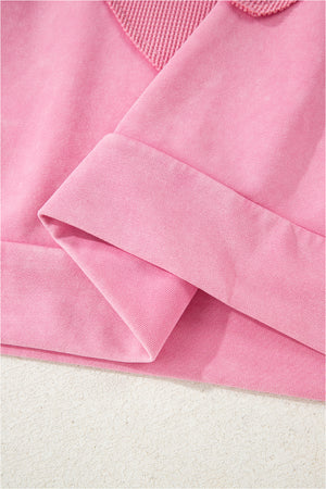 Bonbon Waffle Bowknot Patchwork Graphic Mineral Wash Plus Size Sweatshirt