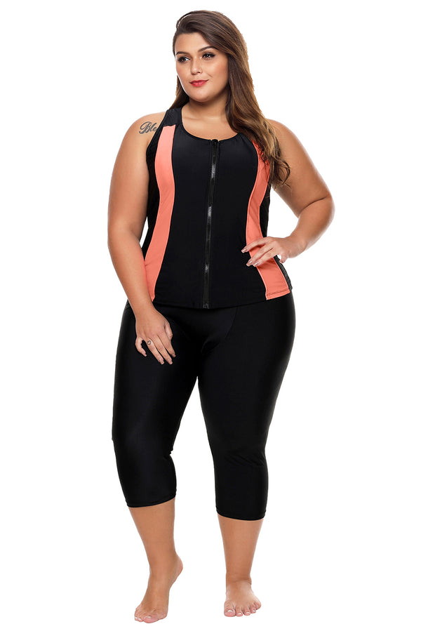 Contrast Orange Accent Black Zipped Women Wetsuit