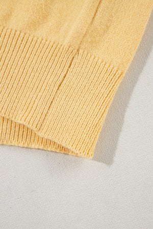 Yellow Cream Cute Flower Applique Short Sleeve Sweater