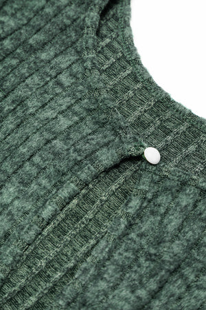 Mist Green Ribbed Keyhole Short Sleeve Wide Leg Jumpsuit