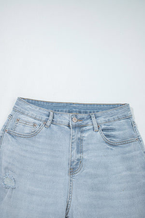 Beau Blue Mid Rise Ankle-Length Distressed Skinny Jeans