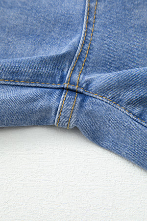 Dusk Blue Raw Hem Unique Cuffs Straight High Rise Loose Jeans