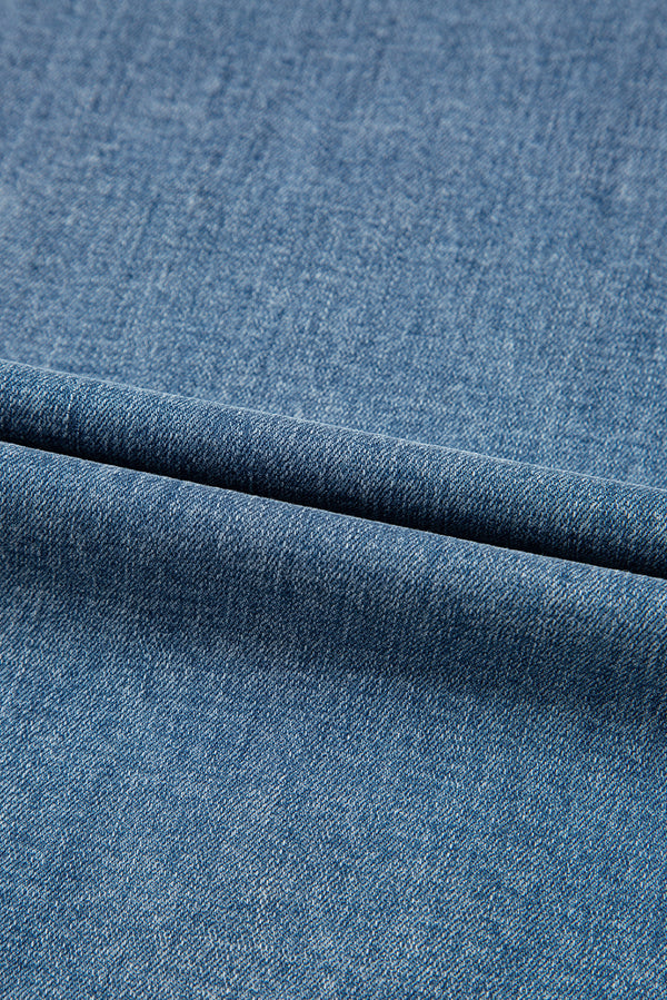 Dusk Blue Medium Wash Super Wide Leg Denim Pants
