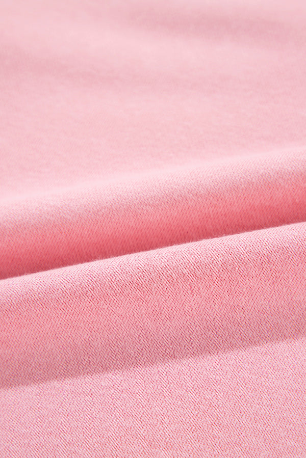 Pink Solid Classic Crewneck Pullover Sweatshirt