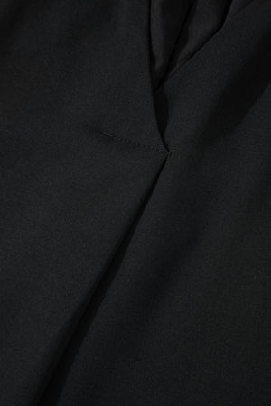 Black Pinched V Neck Tie Loose Tank Top