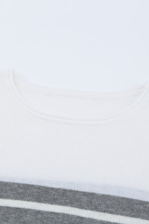 Gray Striped Colorblock Sweater