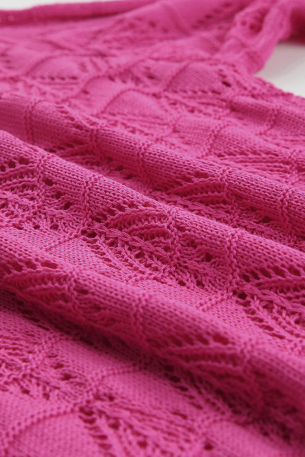 Rose Lightweight Buttoned Front Crochet Cardigan