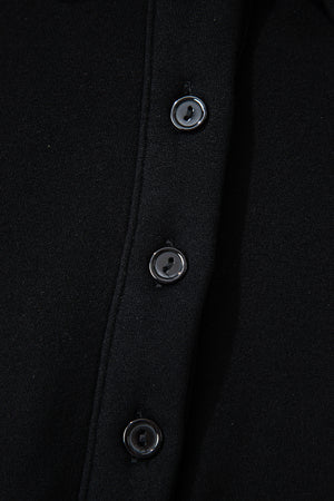 Black Solid Collared Sweatshirt and High Waist Pants Active Set