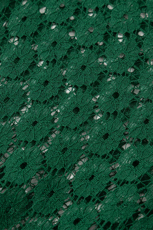 Blackish Green Contrast Lace Raglan Sleeve Pleated Detail Shift Dress