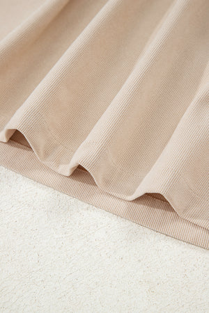 Oatmeal Corduroy Half Button Collared Long Sleeve Mini Dress