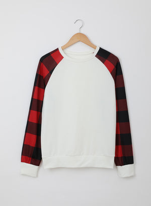White Buffalo Plaid Long Sleeve Sweatshirt