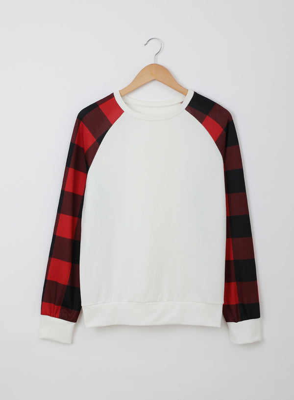 White Buffalo Plaid Long Sleeve Sweatshirt