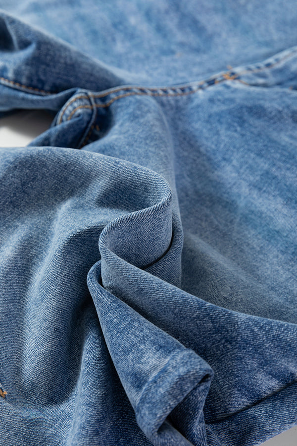 Dusk Blue Seam Detail Ankle Length Cropped BarrelJeans