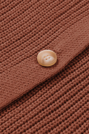 Red Bishop Sleeve Button V Neck Cardigan Sweater