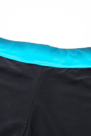 Bluish Strappy Hollow-out Back Tankini