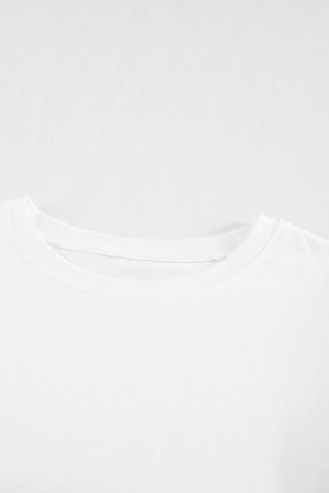 White Hollow Out Ruffle Sleeve T-shirt