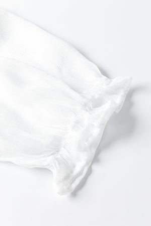 White Half Sleeve Ruffled High Low Kimono