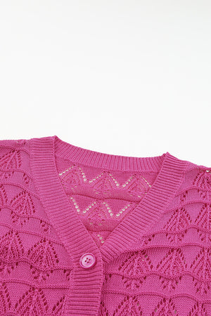 Rose Lightweight Buttoned Front Crochet Cardigan
