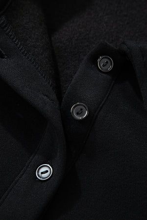 Black Solid Collared Sweatshirt and High Waist Pants Active Set