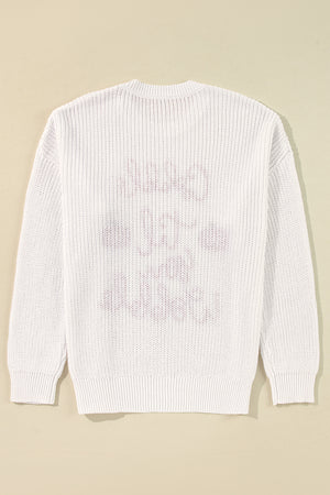 White Gobble Til You Wobble Pop Up Crochet Plus Size Sweater