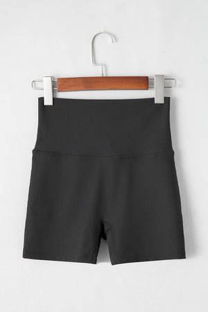 Black Back Cross Waistband Yoga Shorts