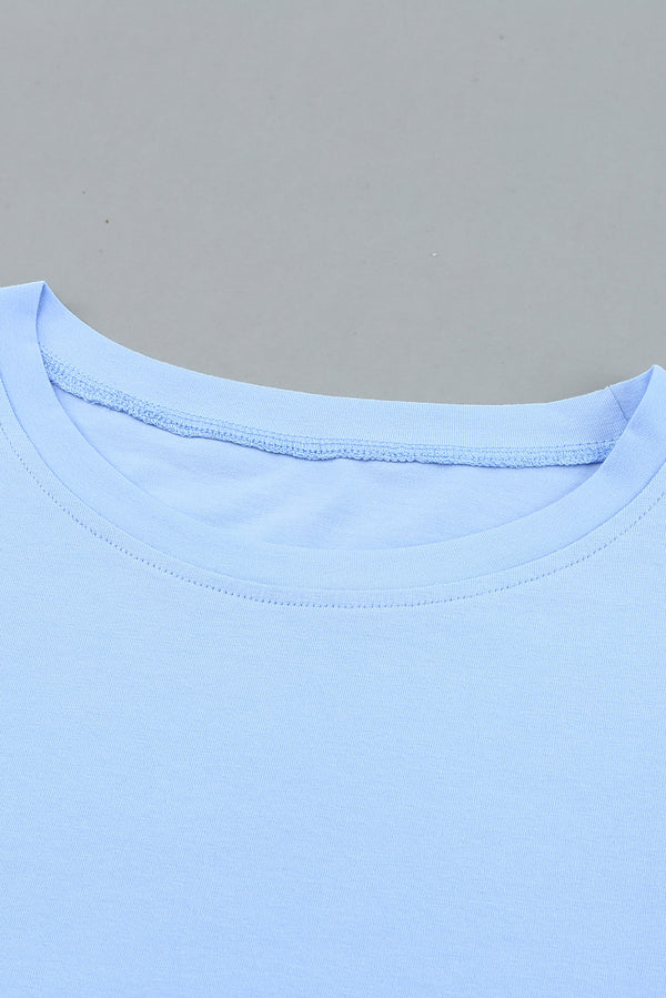 White/Black/Blue/Green Hollow Out Ruffle Sleeve T-shirt