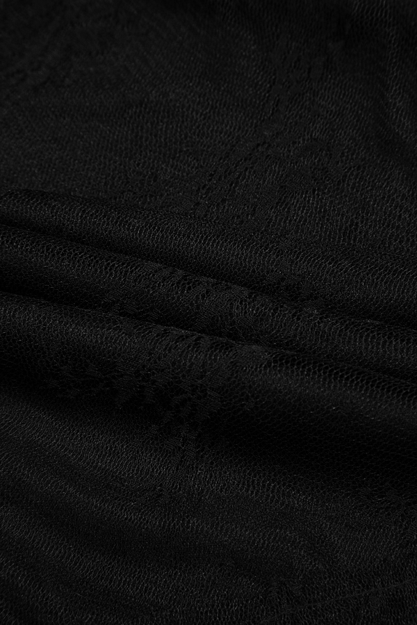 Black Lace Cascading Tiered High Waist Maxi Skirt