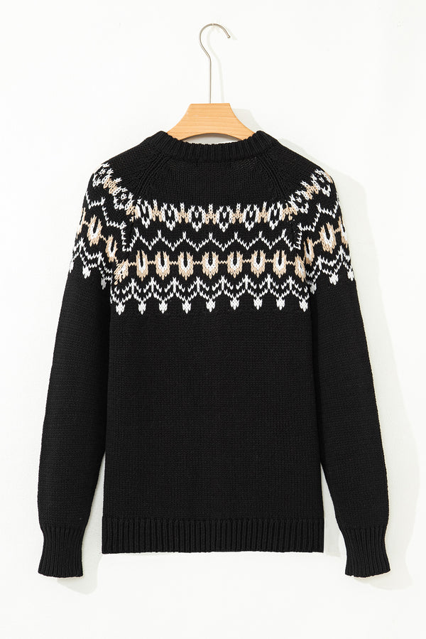Black Western Fashion Abstract Printed Cardigan Sweater