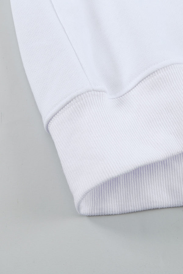 White Plain Crew Neck Pullover Sweatshirt