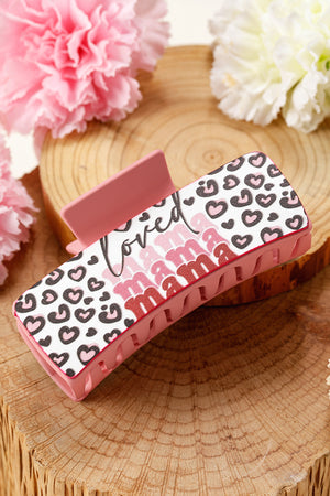 Sachet Pink Loved Mama Heart Print Large Hair Claw Clip