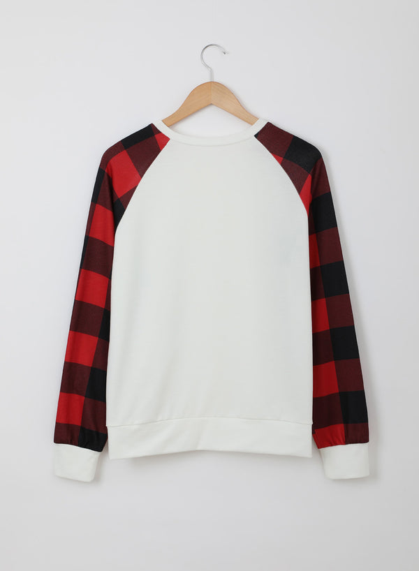 White Buffalo Plaid Long Sleeve Sweatshirt