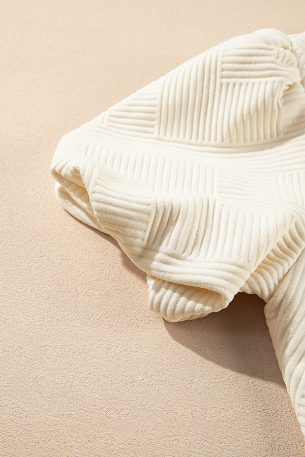 Oatmeal Textured Puff Sleeve T-shirt