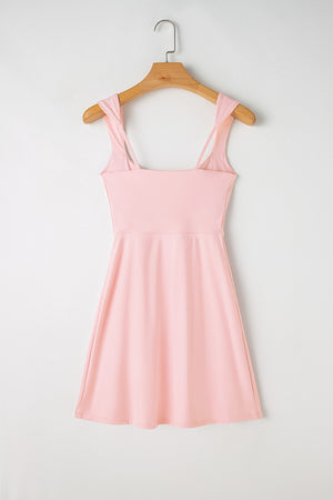 Light Pink U Neck Sleeveless Side Slit Sports Mini Dress