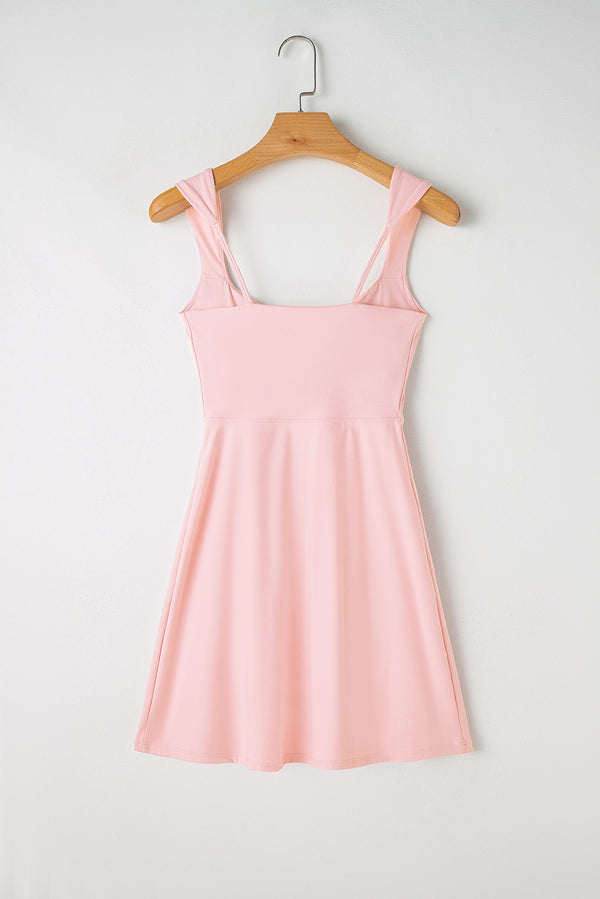 Light Pink U Neck Sleeveless Side Slit Sports Mini Dress