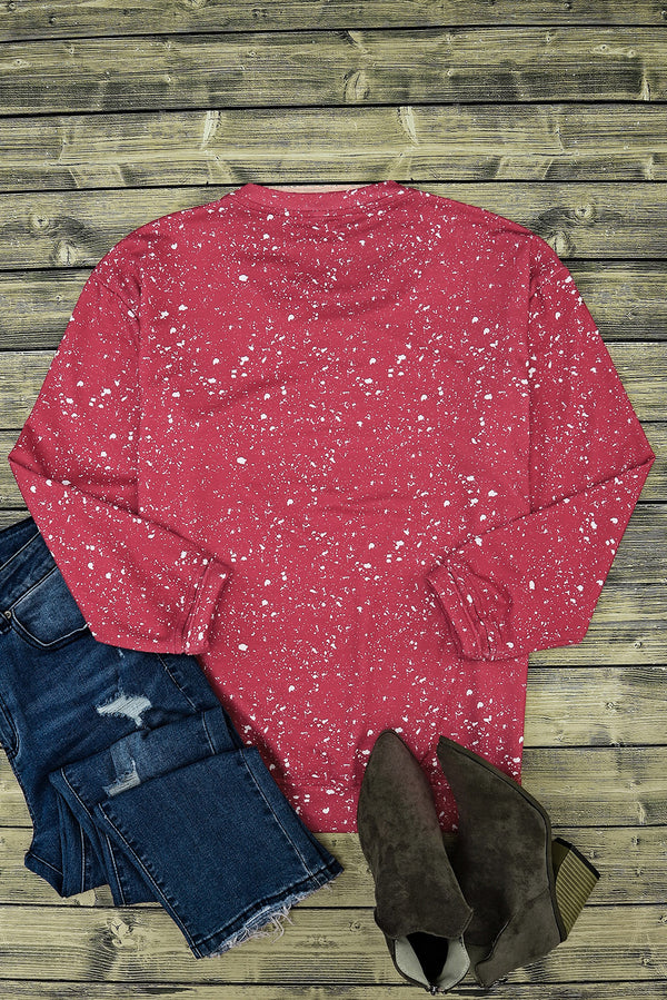 Fiery Red Tie-dyed Crew Neck Pullover Sweatshirt
