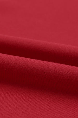 Fiery Red Solid Round Neck Raglan Sleeve Sweatshirt