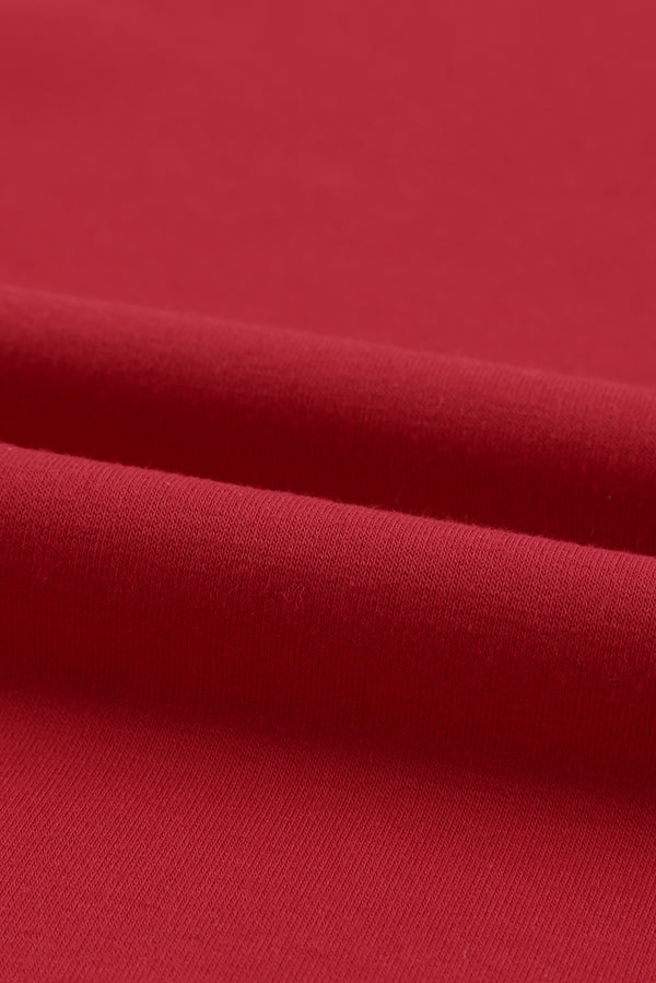 Fiery Red Solid Round Neck Raglan Sleeve Sweatshirt