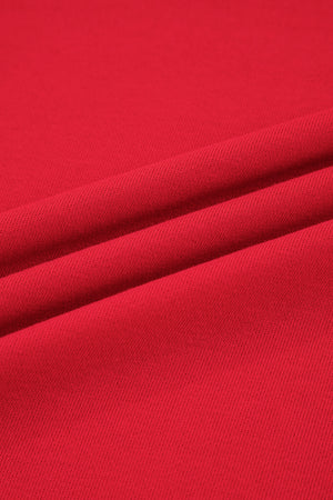 Fiery Red Varsity Stripe Detail Drop Shoulder Pullover Mini Skirt Set