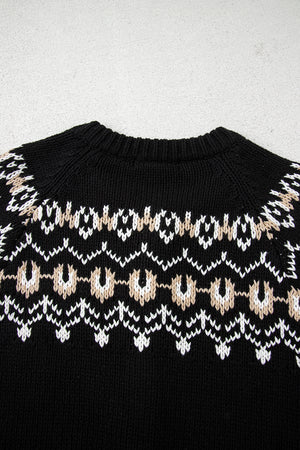 Black Western Fashion Abstract Printed Cardigan Sweater
