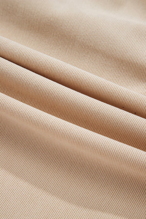 Oatmeal Corduroy Half Button Collared Long Sleeve Mini Dress