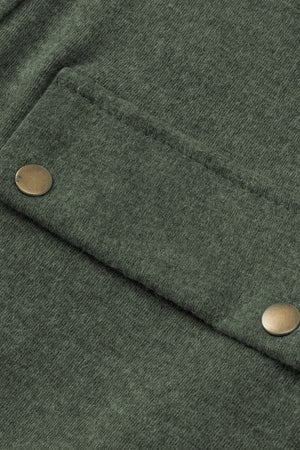 Mist Green Plus Size Snap Button Henley Top