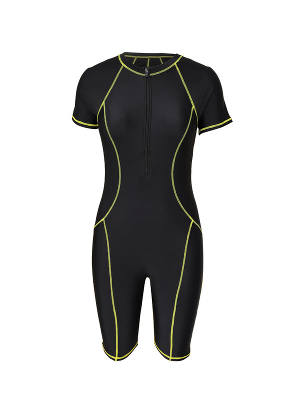 Black Seam Contoured Zip Front Wetsuit