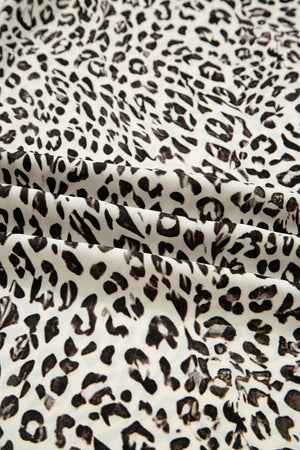 Brown Leopard Drawstring Elastic Waistband Loose Pants