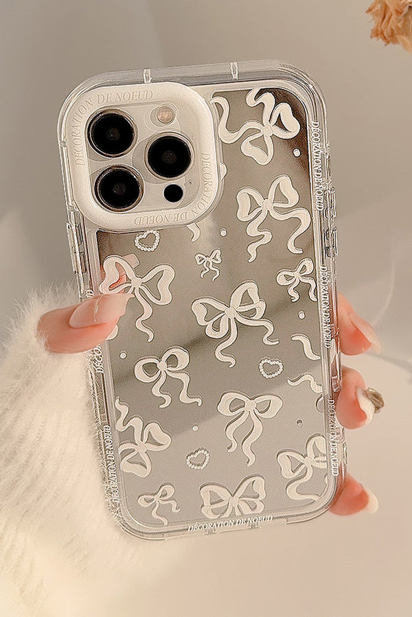 Silvery Mirror Effect Bowknot Print IPhone Phone Case