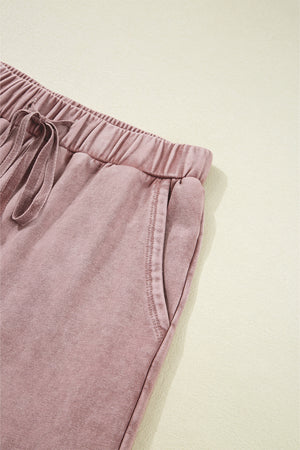 Careys Mineral Wash Tiered Wide Leg Patchwork Drawstring Pants